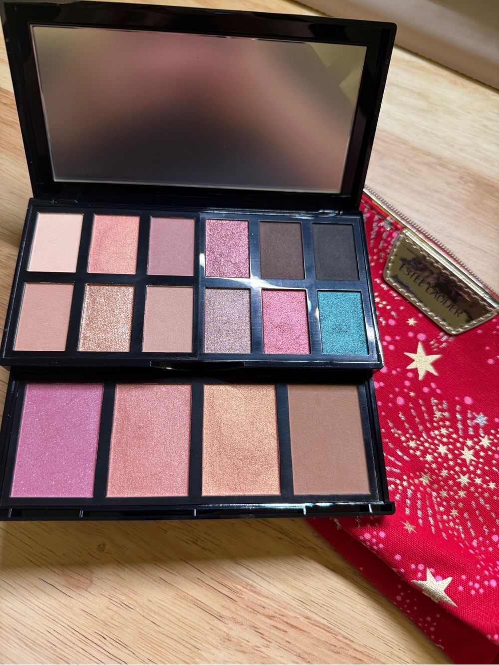 Lancome Eyeshadow Palette & FREE Makeup Bag Pouch - Pink, Peach, Teal, Bronze